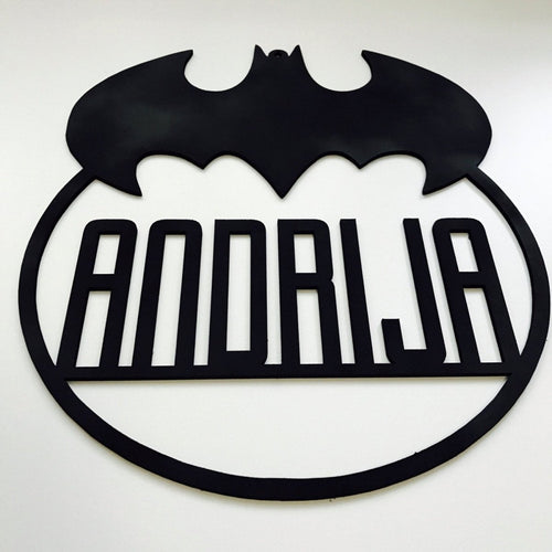 Batman Logo Personalised Name Hanging Plaque Batman Plaque Batman Bedroom Decor Batman Nursery Decor Batman Personalised Gift large version - SugarBooCakeToppersPersonalised HangingSugarBooBespokeGiftsSugarBooCakeToppers