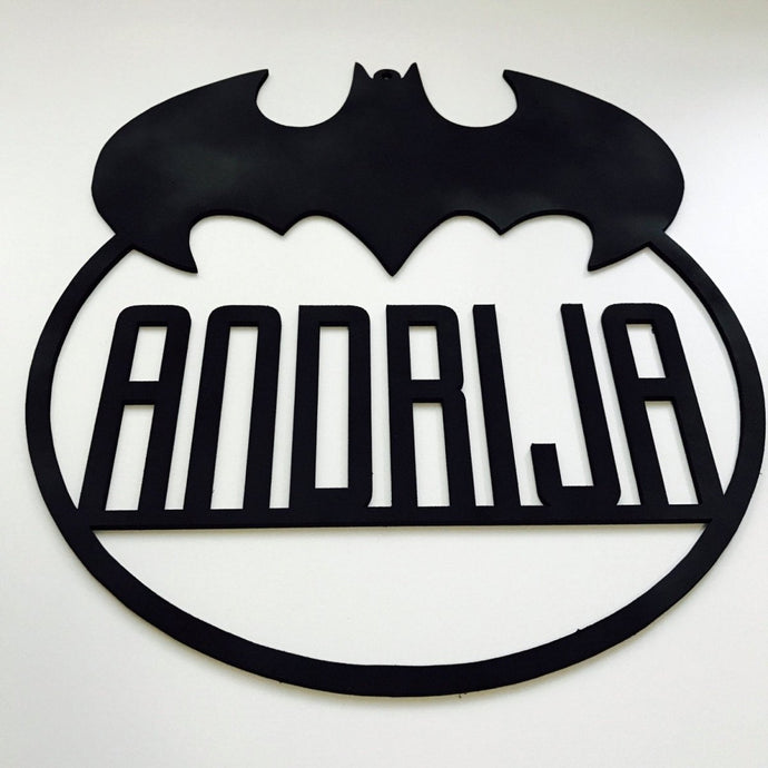 Batman Logo Personalised Name Hanging Plaque Batman Plaque Batman Bedroom Decor Batman Nursery Decor Batman Personalised Gift large version - SugarBooCakeToppersPersonalised HangingSugarBooBespokeGiftsSugarBooCakeToppers