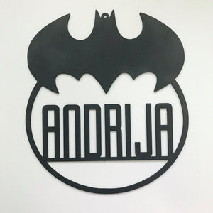 Batman Logo Personalised Name Hanging Plaque Batman Plaque Batman Bedroom Decor Batman Nursery Decor Batman Personalised Gift large version - SugarBooCakeToppersPersonalised HangingSugarBooBespokeGiftsSugarBooCakeToppers